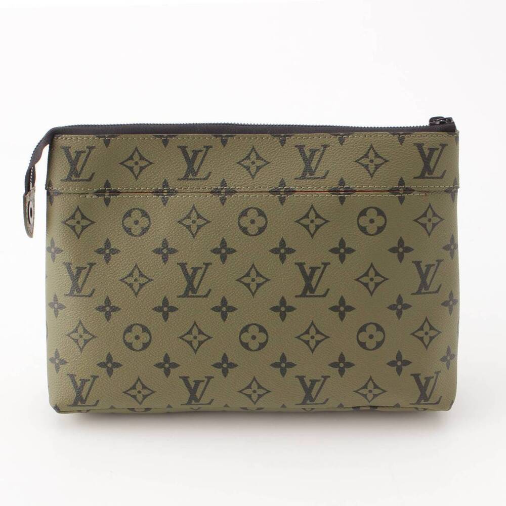 Louis Vuitton Khaki Monogram Souple Clutch Bag Green Brown Pochette Voyage - Picture 4 of 8